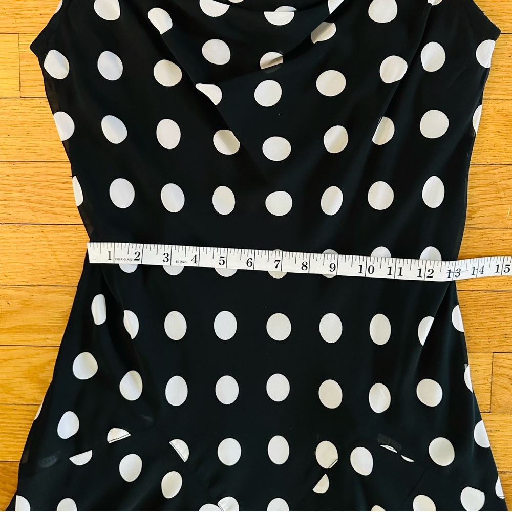 Lennie for Nina Leonard Black & White Polka Dot Cowl Neck Kentucky Derby Dress - Picture 12 of 14